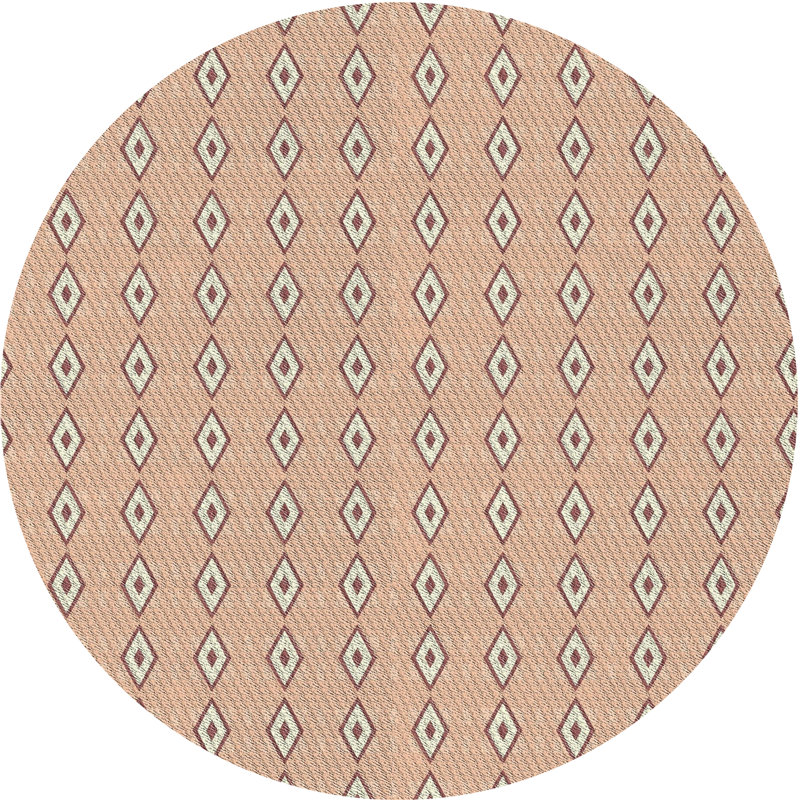 Tapis de zone rose/beige à motifs, Rond 5 pi