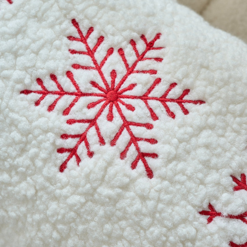 20x12 Inch Sherpa Embroidered Christmas Throw Pillow Covers Snowflake Gingerbread Man Pillowcases