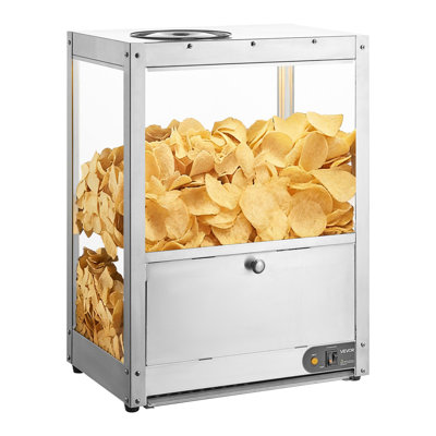 Commercial Nacho Chip Warmer, 85QT Chip Warmer Machine with Heating Base and Warming Light, Nacho Machine with Deflection Board, Stainless Steel, for Nacho Chips, Popcorn, Potato Chips, Peanut