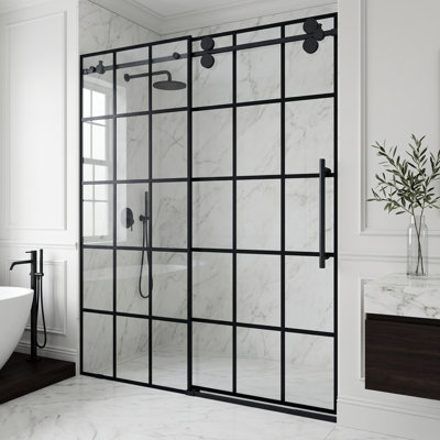 Elan 56-60" W x 74" H Sliding Frameless Shower Door with 3/8" Clear Glass