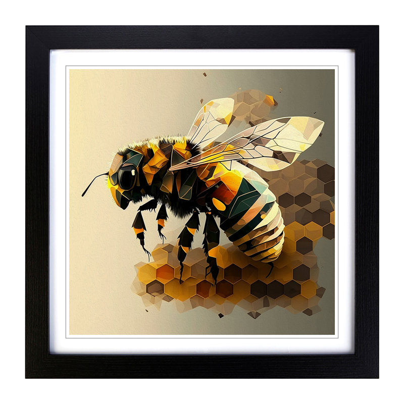 Bee Cubism - Framed Print, Black