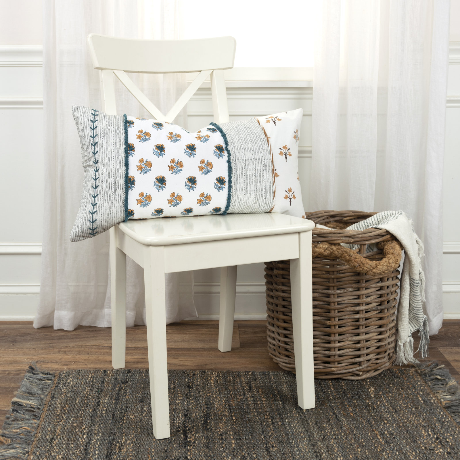 Howard 26" x 14" Embroidered Throw Pillow