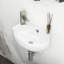 Lavabo de salle de bain mural en céramique blanche 16 po x 11 po, rectangulaire, acide, tache à faible absorption d'eau, surface lisse, résistance des pièces de fixation, équipement