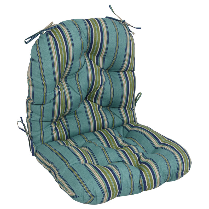 Outdoor 6'' Seat / Back Cushion, Blue/Green Striped