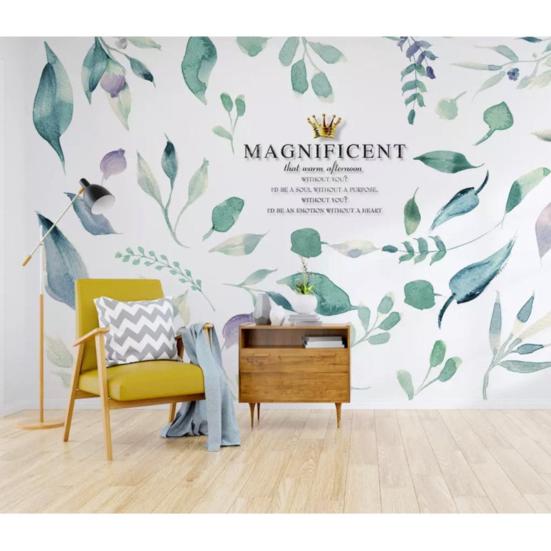 Papier peint amovible à motif de feuilles tropicales exotiques, L 35,04 po x l 55 po