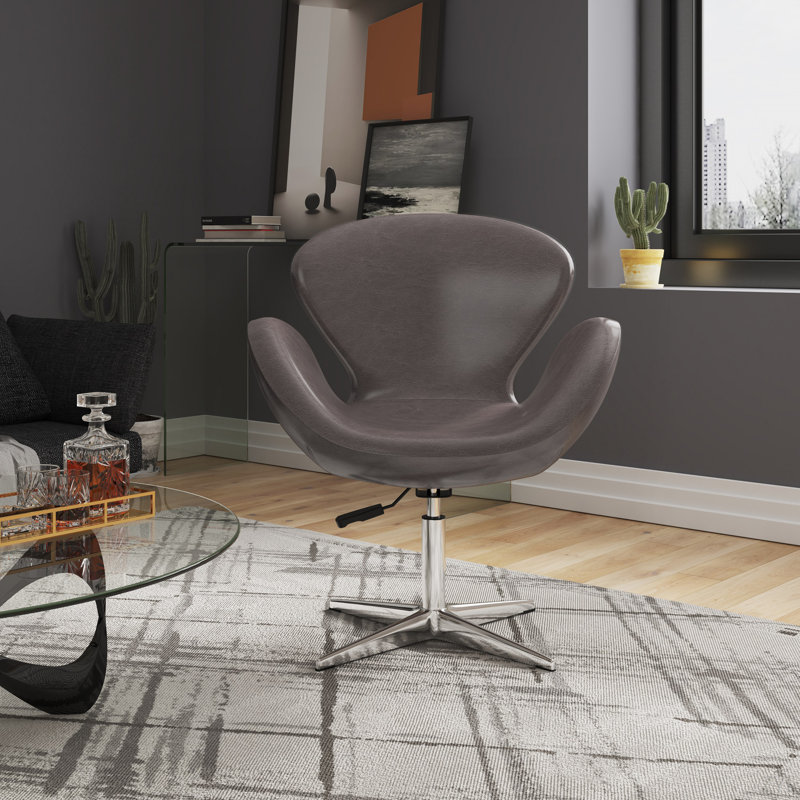 Fauteuil ballon pivotant rembourré en laine Raspberry, Galet