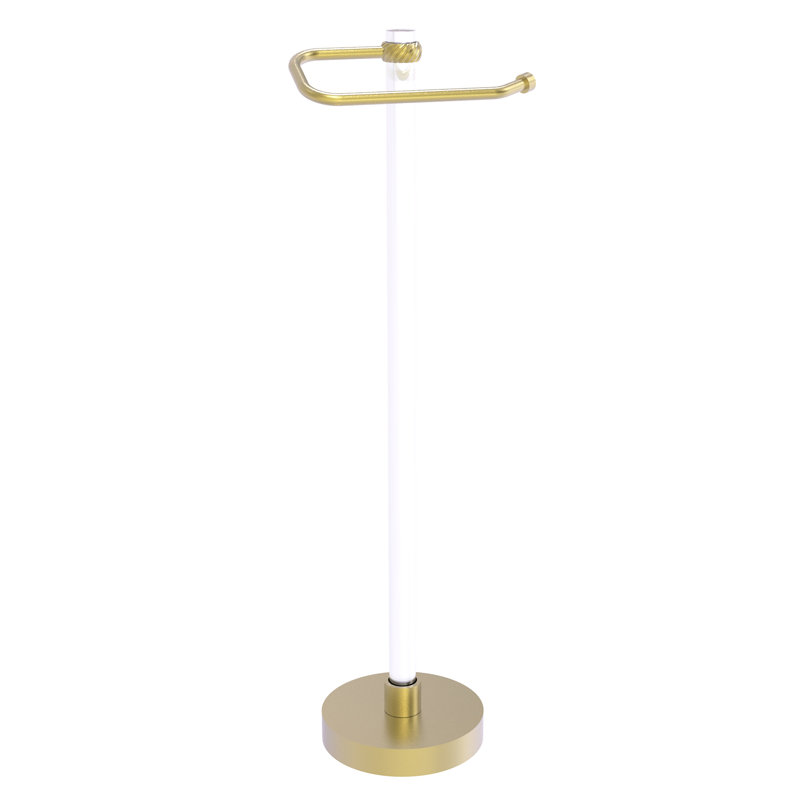 Porte-papier hygiénique sur pied avec accents torsadés Clearview, Laiton satiné