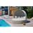 Round Outdoor Sectional With Pe Daybed, Gray, Retractable Cover, Metal Base, Adjustable Desk, Water Bedding Pad Patio Daybed , Canopy, Gray Two-Tone Weave, Frame And Ottomans