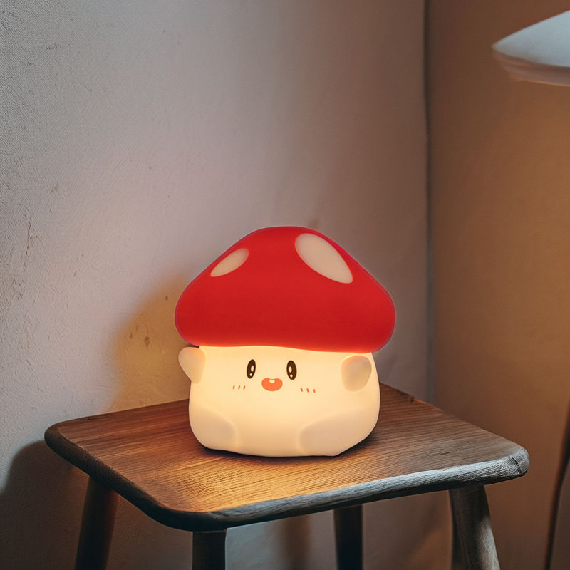 Caricature de veilleuse à DEL à motif de champignon