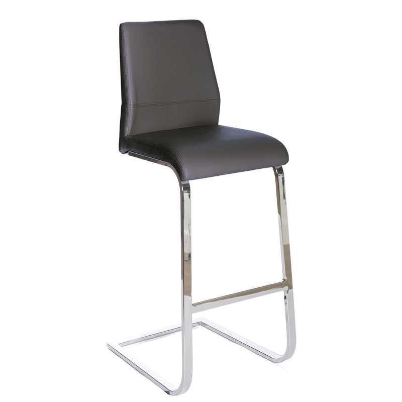 Lynn Upholstered Counter Stool with Metal Frame, Grey