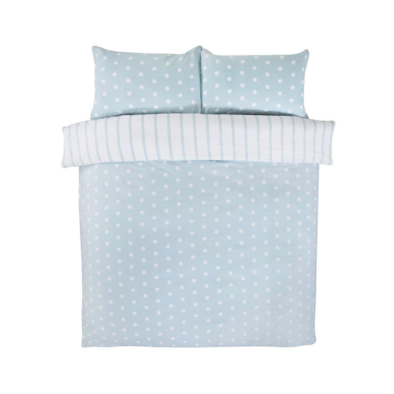 Miliah Microfiber / Polyester Polka Dots Duvet Cover with Pillowcases Included, Double - 2 Standard Pillowcases, Blue