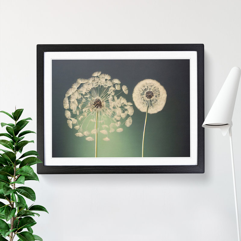 XH1022-10136X Wholesome Dandelion Flowers - Single Picture Frame Print, Black Framed, 34cm H x 46cm W x 2cm D