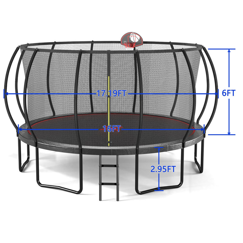 YC 16FT trampoline Pumpkin- Black Red-Upgrade