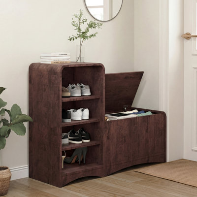 41.34" L-Shaped Shoe Bench with Storage
