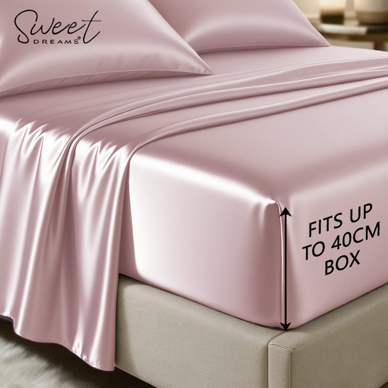 Silk Luxury Deep Box Fitted Sheet, Single (3'), Blush