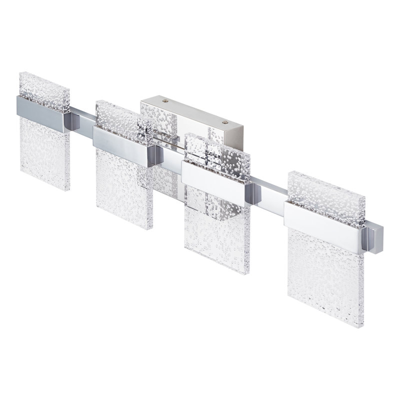 Andreamarie - Light LED Vanity  with Acrylic Sheet Shades, Chrome, 4 Lights