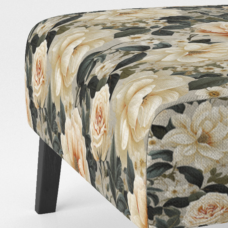Rustic Victorian Brocade Victorian Pattern - Upholstered Floral Accent Chair Cottage Side Chair