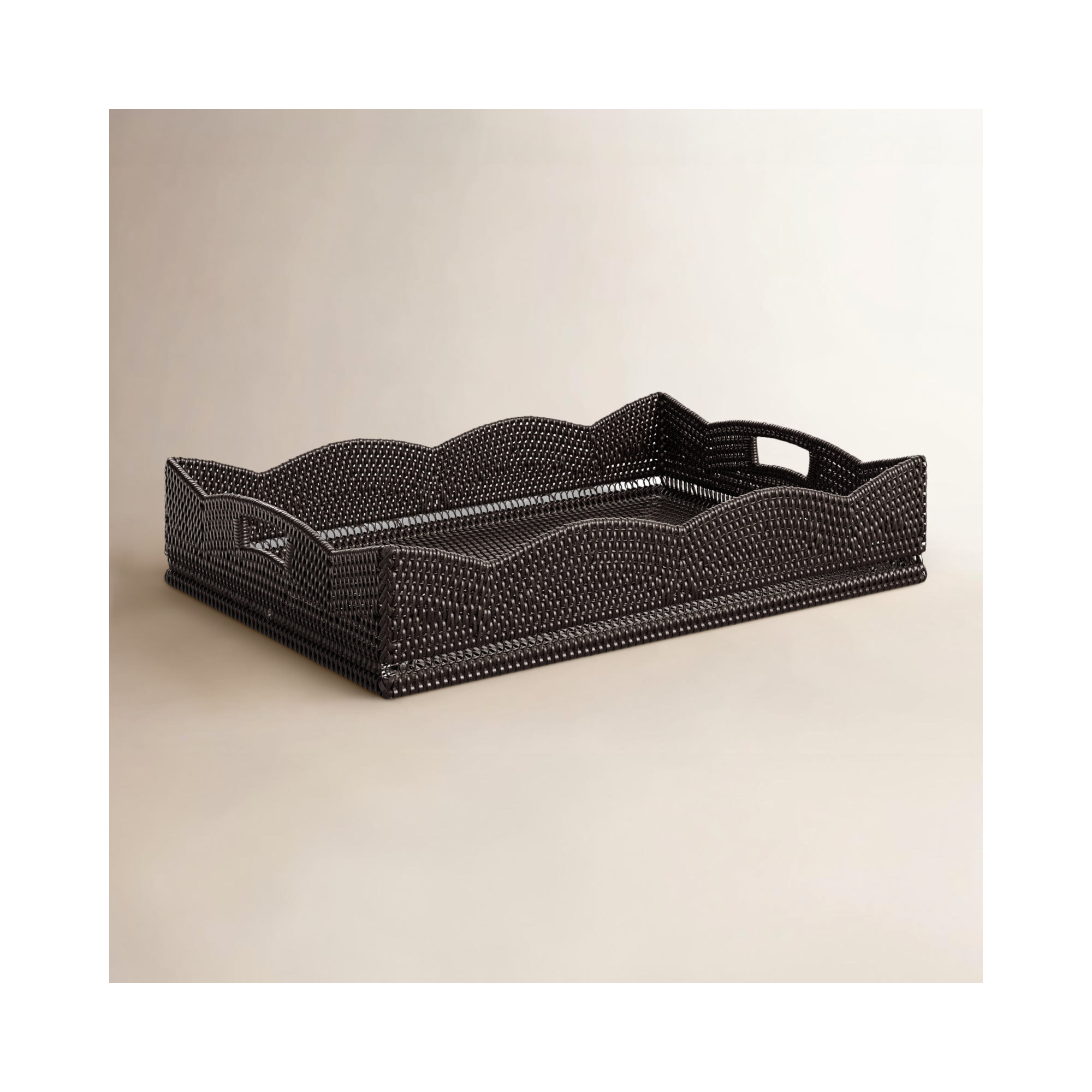 Landry Rattan Tray - Set of 1, Tudor Black