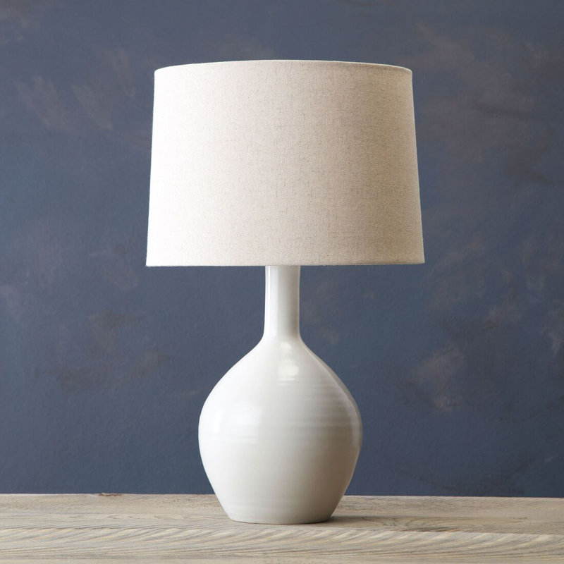 Warren 20.5" Table Lamp Base, Alabaster, 20.5" H x 7.75" W x 7.75" D