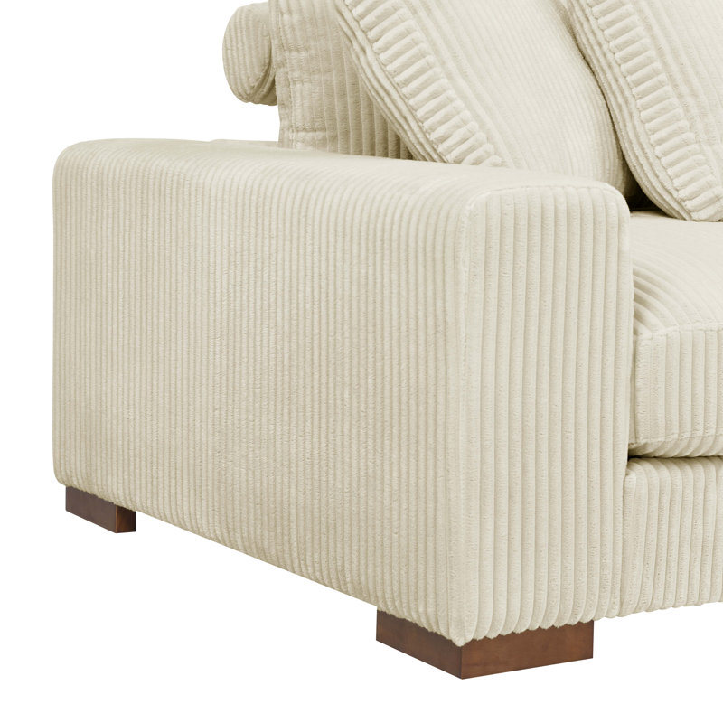 Amrith Corduroy L-Shaped Sectional Reversible, Cream Corduroy