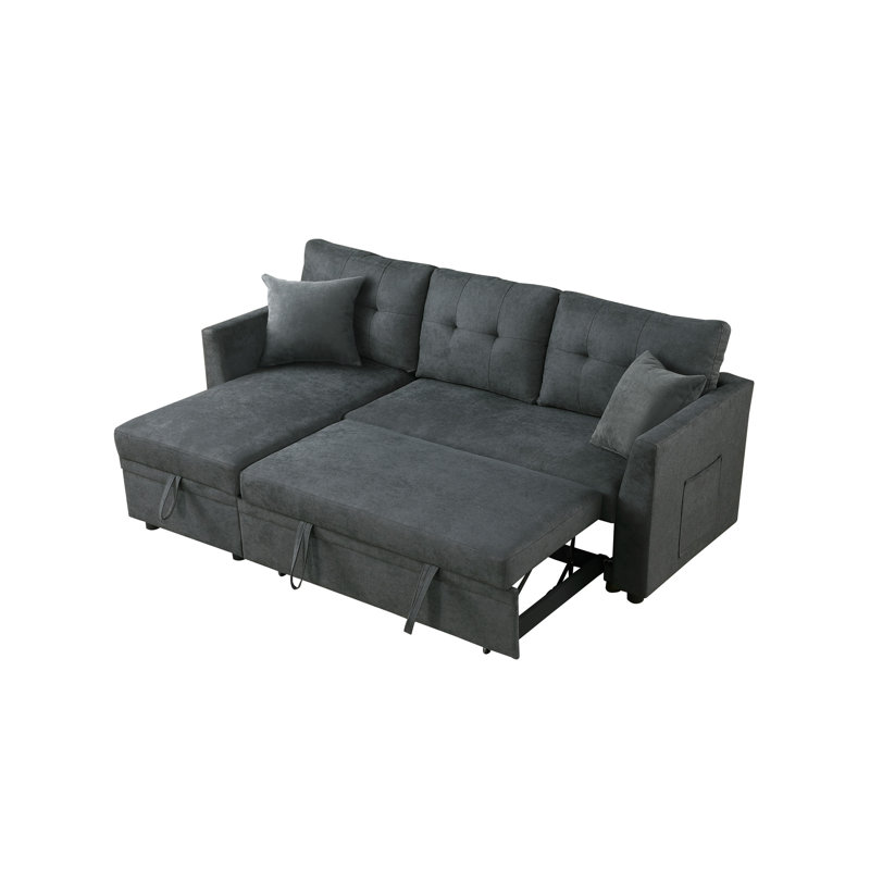 Convertible Sleeper Sectional with Riversible Chaise with USB and Side Pockets, 34.5'' H X 81.5'' W X 53'' D