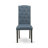 5-Piece Wooden Dining Set Consists of a Wood Kitchen Table and 4 Blue Linen Fabric Parson Chairs with Button Tufted Back - Black Finish-726946499
