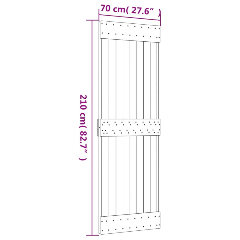 Porte coulissante avec quincaillerie Vidaxl, 27,6 po x 82,7 po, Noir/naturel
