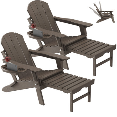Celese HDPE Folding and Adjustable Adirondack Chair with Ottoman