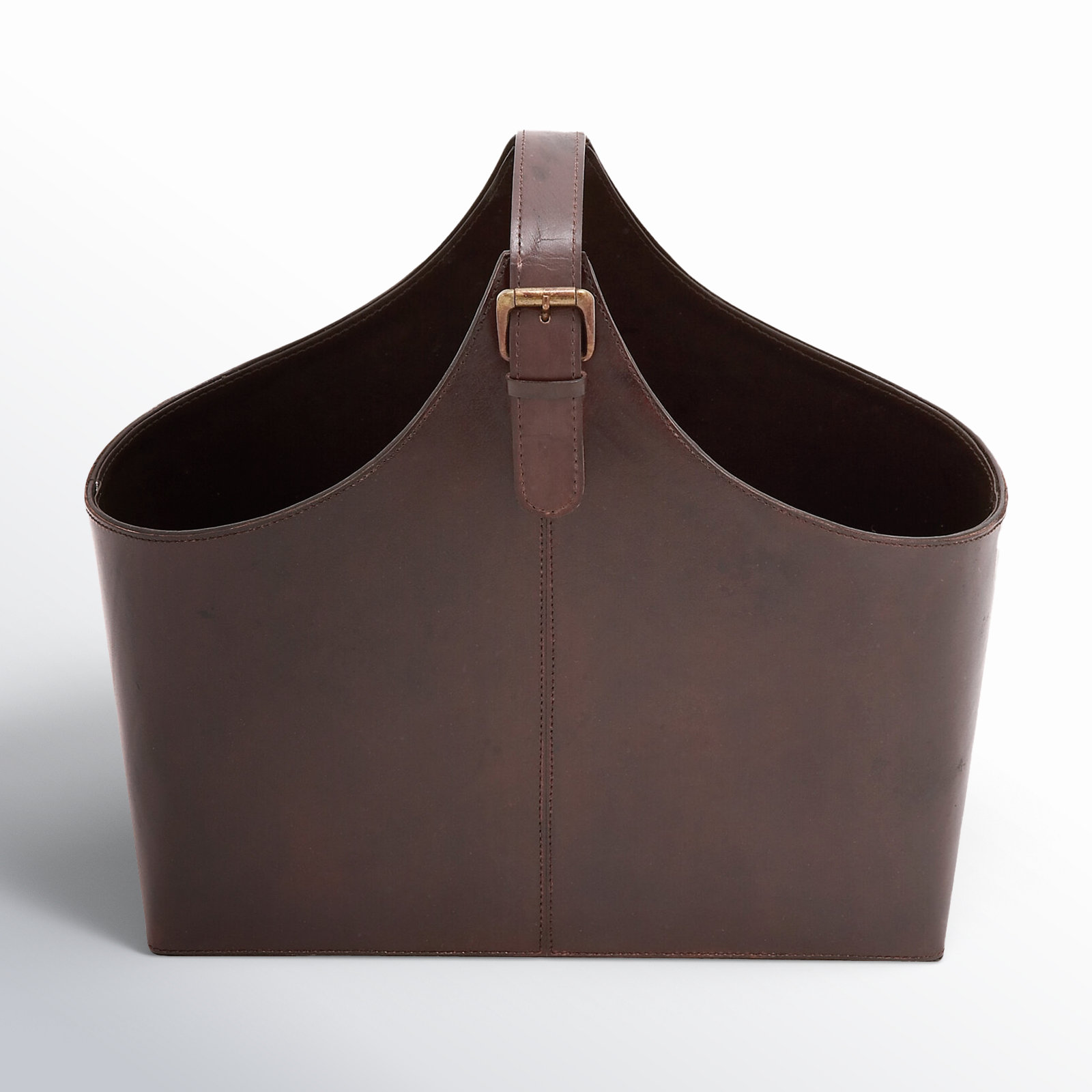 Alline Leather Magazine Rack, Brown