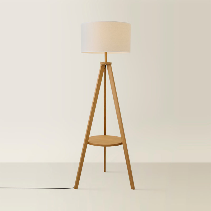 148cm Satin Tripod Floor Lamp, No, Cream