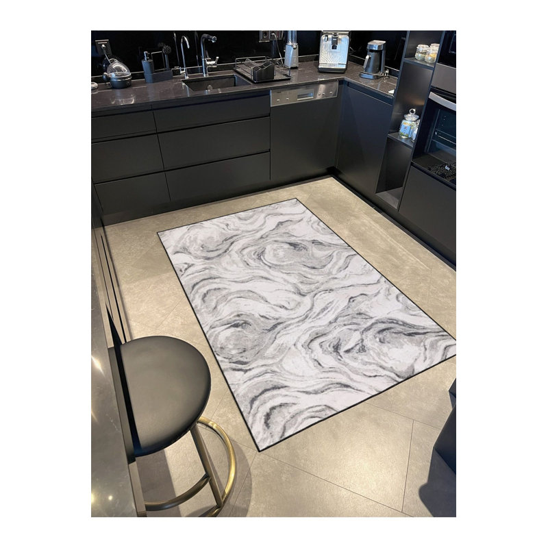 Creative Gray Colored Patterned Decorative Rug, Square 3'3" Rug Pad Included