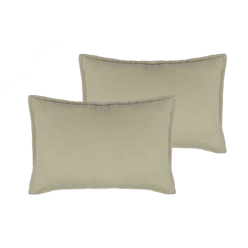 Lombard Reversible Decorative Linen Boudoir Pillow, Light Beige