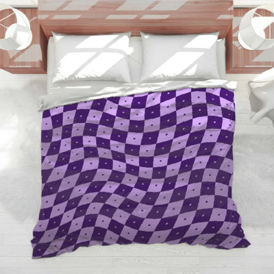Purple Checkered Waves Comforter