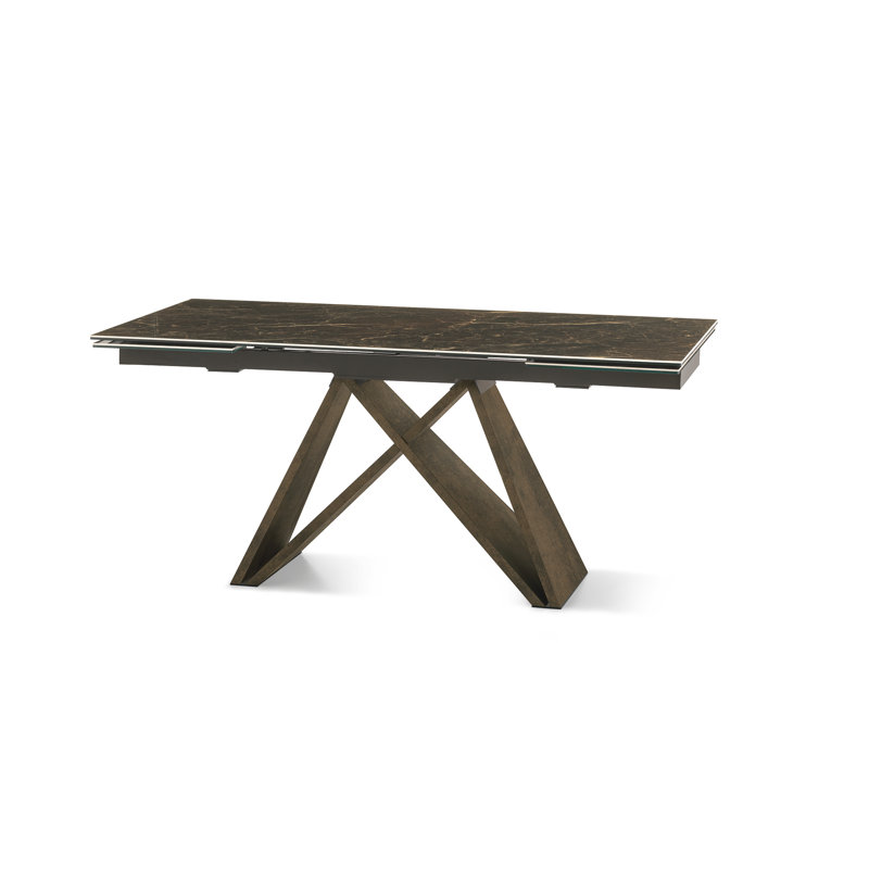 Arianie Extendable Dining Table, Emperador Marble, Bronze