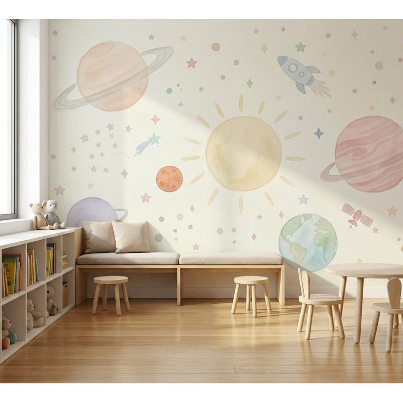 Décoration murale espace planètes célestes amovibles Space, Texturé non collé, 140 po x 108 po