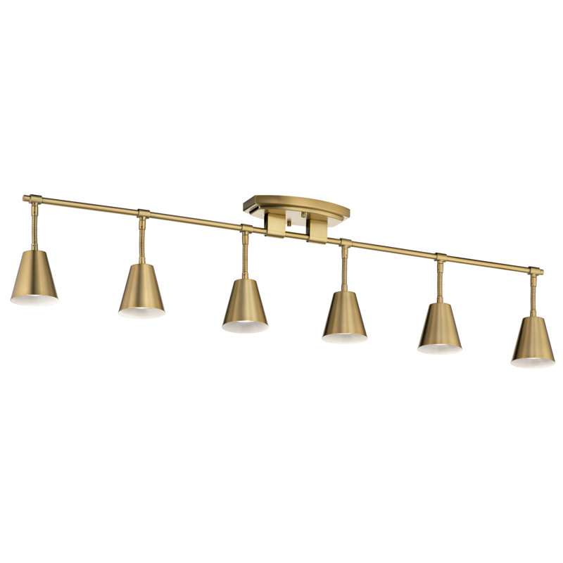 Rail d'éclairage Ruby-Grace 6Lt, Laiton naturel brossé