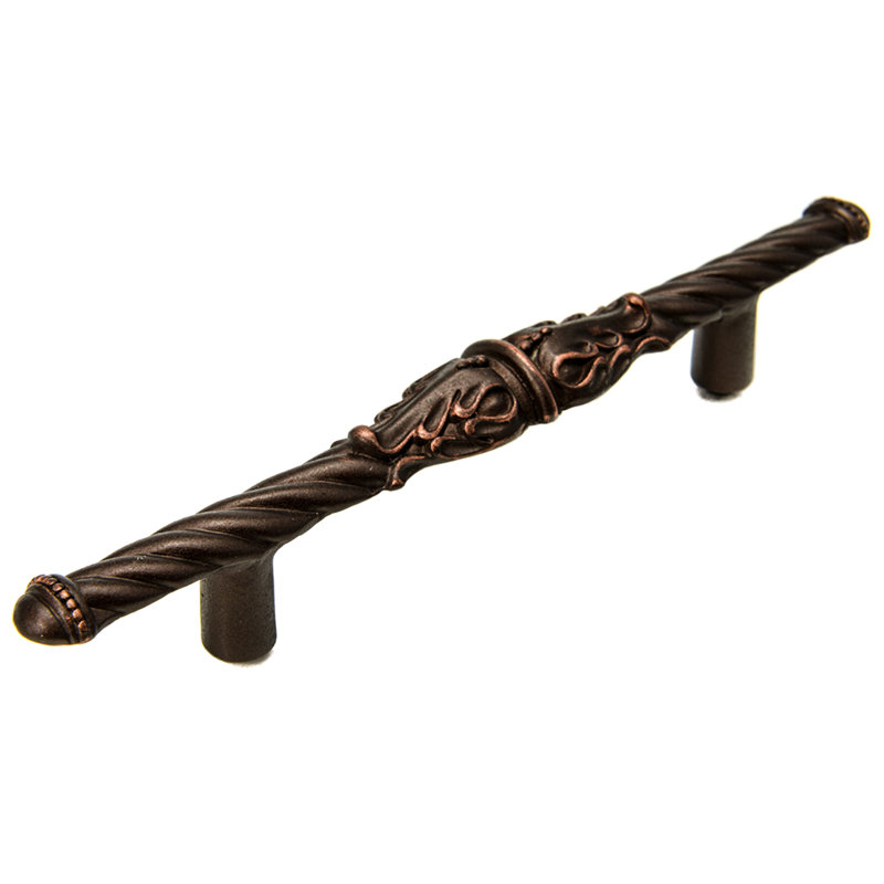 Acanthus 3 inches c.c. pull Romanesque style in Gilded Mercury, Oil Rubbed Bronze, 4"