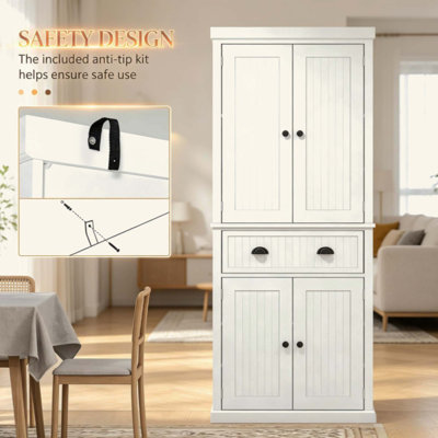 Armoire de rangement autoportante, armoire de cuisine avec tablettes réglables, élégante armoire de salle de bain