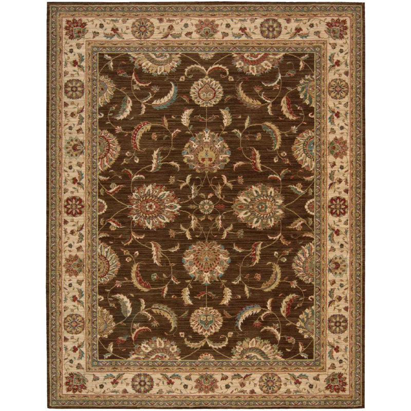 Tapis brun traditionnel Jessika, Rectangle 8 pi 3 po x 11 pi 3 po