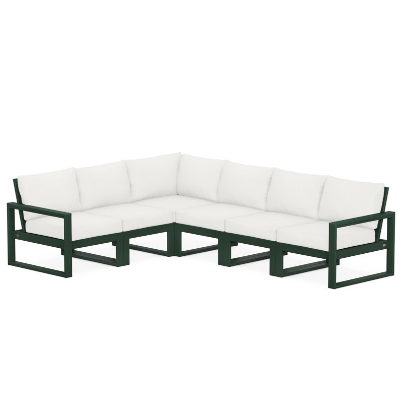 EDGE 6-Piece Modular Deep Seating Set, Green, Natural Linen