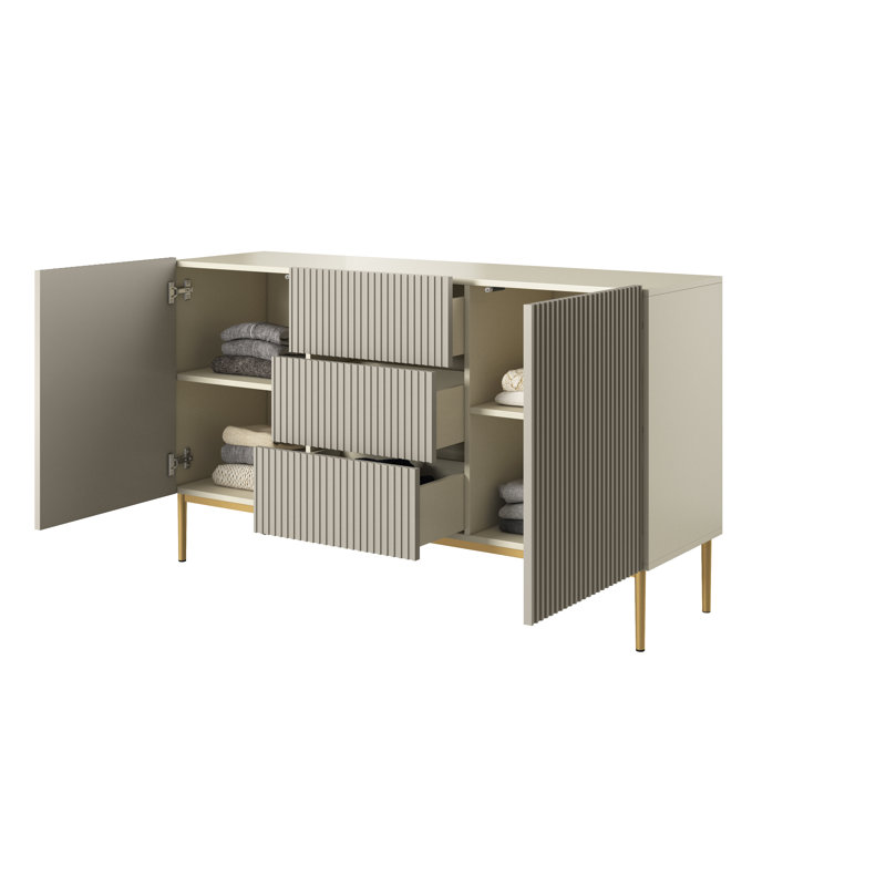 Amhad NICOLE CHEST OF DRAWERS 150 2D3SZ, Cream/Gold