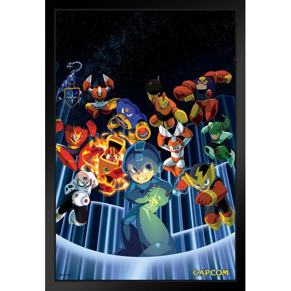Poster Foundry Mega Man Legacy Collection Video Game Video Gamer Classic Retro  Vintage 90S Gaming Megaman Capcom Legacy Collection Megaman 11 Mega Man X  Dr Wily Black Wood Framed Art Poster 14X20
