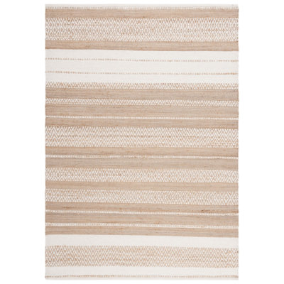 Jekia Striped Handmade Area Rug in Natural/Ivory