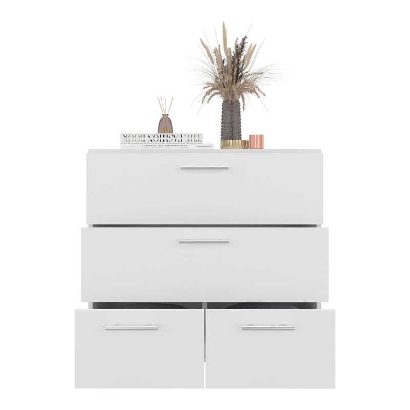 Commode à quatre tiroirs Alpine, rangement dans la chambre à coucher, blanc