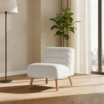 Modern Armless Accent Chair living room chairs bedroom chair upholstered chair with Channel Tufting and Wooden Legs by George Oliver