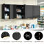 Armoire de rangement murale à 3 portes avec tablette réglable, conception cannelée pour salle de bain, salle de lavage, cuisine et garage, bois aggloméré, l 35,43 po x H 23,62 po x P 11,81 po