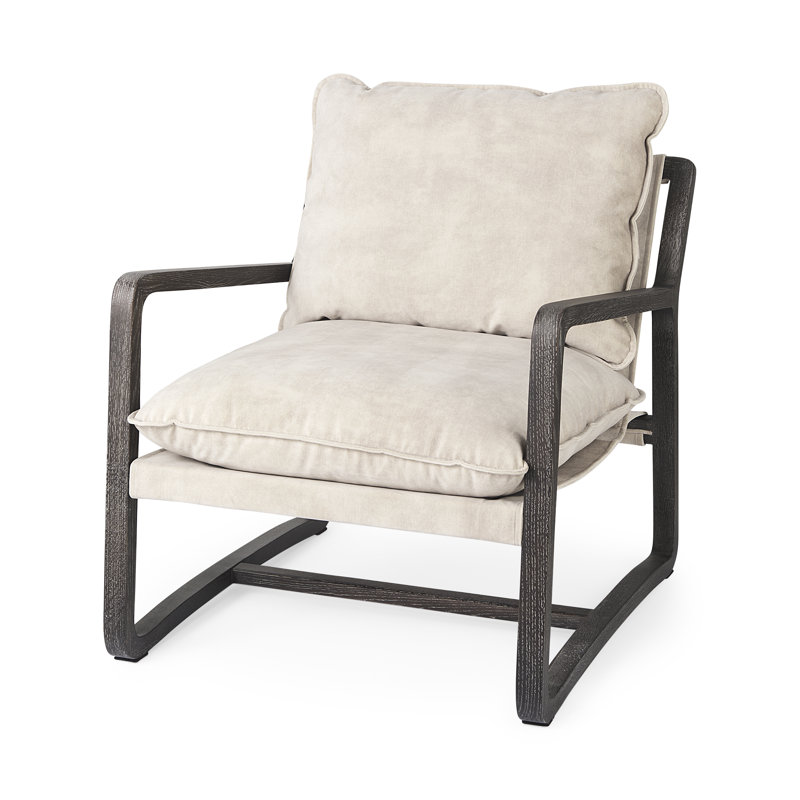 Fauteuil Windy de 86,61 cm de large, Polyester crème, gris