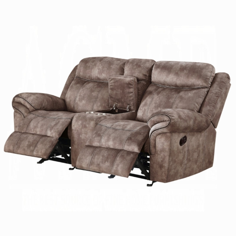 Arthur Motion Loveseat & Console w/USB Port, Chocolate