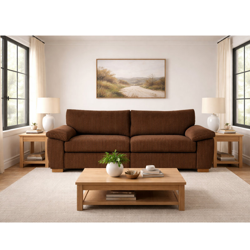 2 Seater Corduroy Sofa, Brown