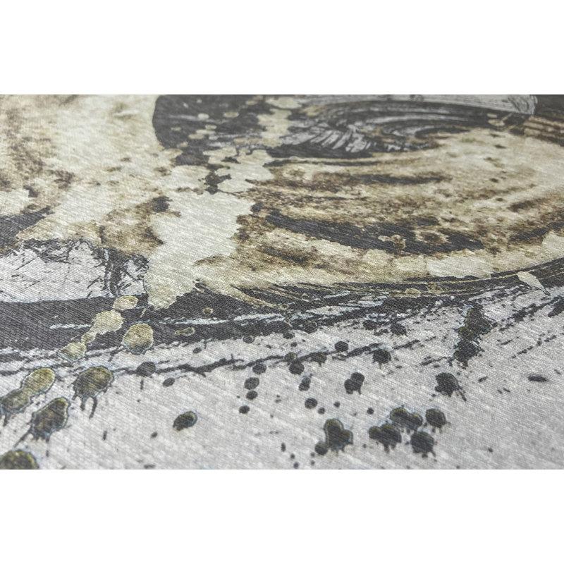 Tapis abstrait en chenille / polyester tissé à la machine Erofelia, Rectangle 2 pi x 4 pi